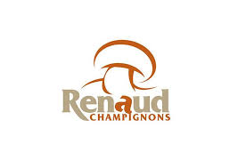 Logo Renaud Champignons avec champignon stylisé.
