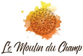 Logo &quot;Le Moulin du Champ&quot; avec soleil stylisé.