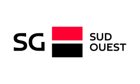 Logo SG SUD OUEST en noir et rouge.